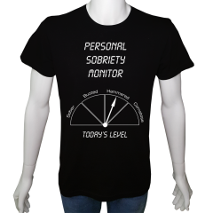 Regular Unisex T-shirt Siyah 'Beyin Fırtınası / Kişisel Ayıklık Monitörü' Baskılı