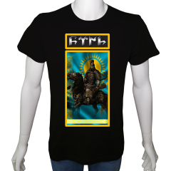 Unisex T-shirt Siyah 'Türk Dünyası / CengizHan1' Baskılı