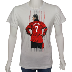 Unisex T-shirt Beyaz 'Spor/Cantona1' Baskılı