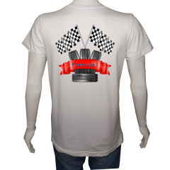 Unisex T-shirt Beyaz 'Oto / Formula18' 2Baskılı