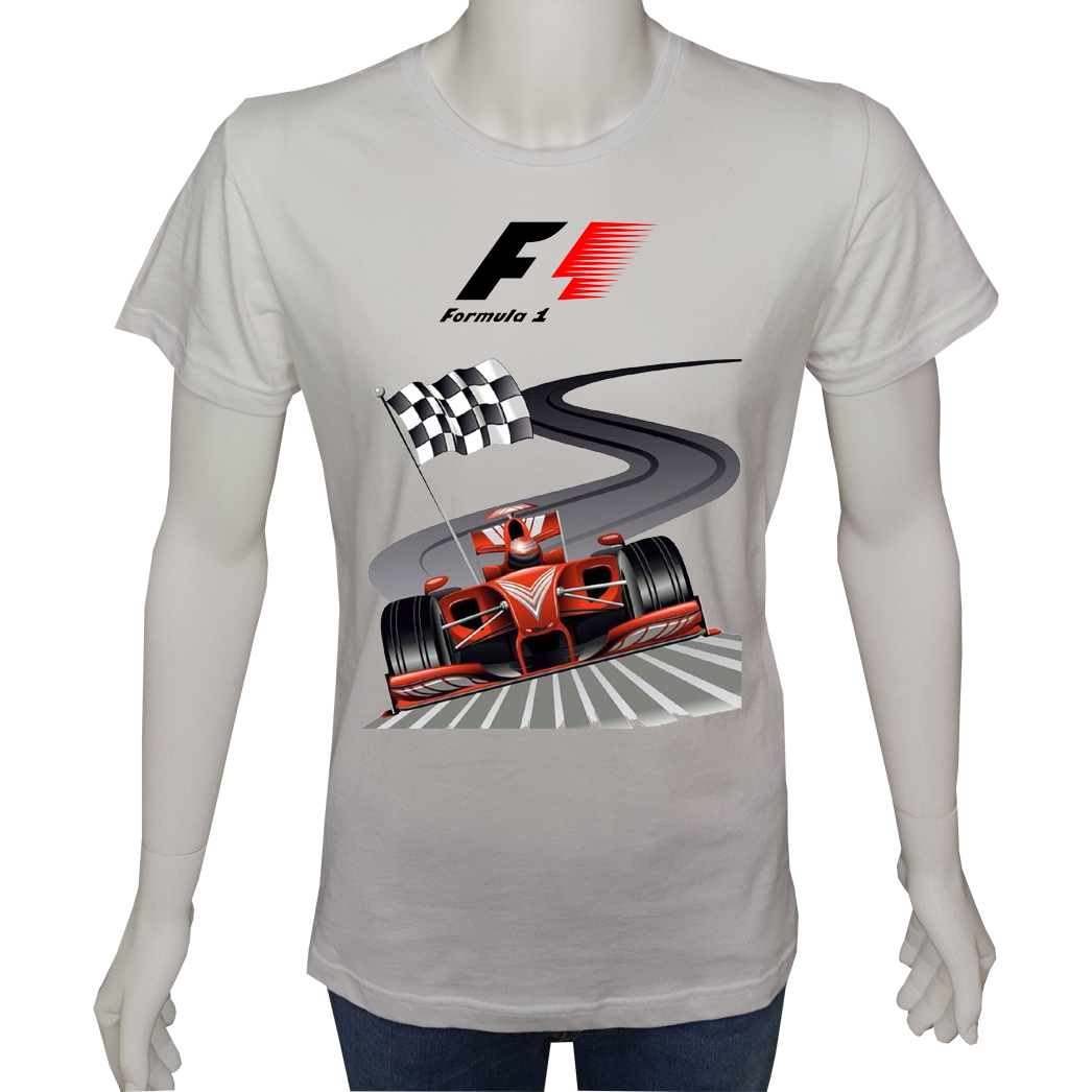 Unisex T-shirt Beyaz 'Oto / Formula18' 2Baskılı