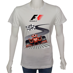 Unisex T-shirt Beyaz 'Oto / Formula18' 2Baskılı