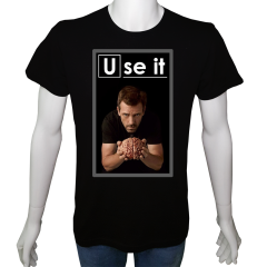 Regular Unisex T-shirt Siyah 'Beyin Fırtınası / Beynini kullan4' Baskılı