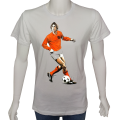 Unisex T-shirt Beyaz 'Spor/Cruyf1' Baskılı
