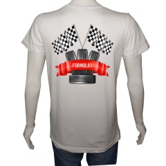 Unisex T-shirt Beyaz 'Oto / Formula19' 2Baskılı