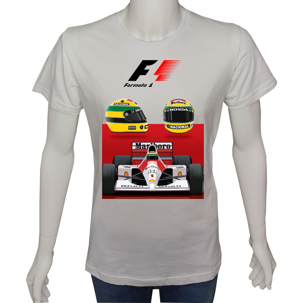 Unisex T-shirt Beyaz 'Oto / Formula19' 2Baskılı