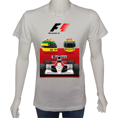 Unisex T-shirt Beyaz 'Oto / Formula19' 2Baskılı