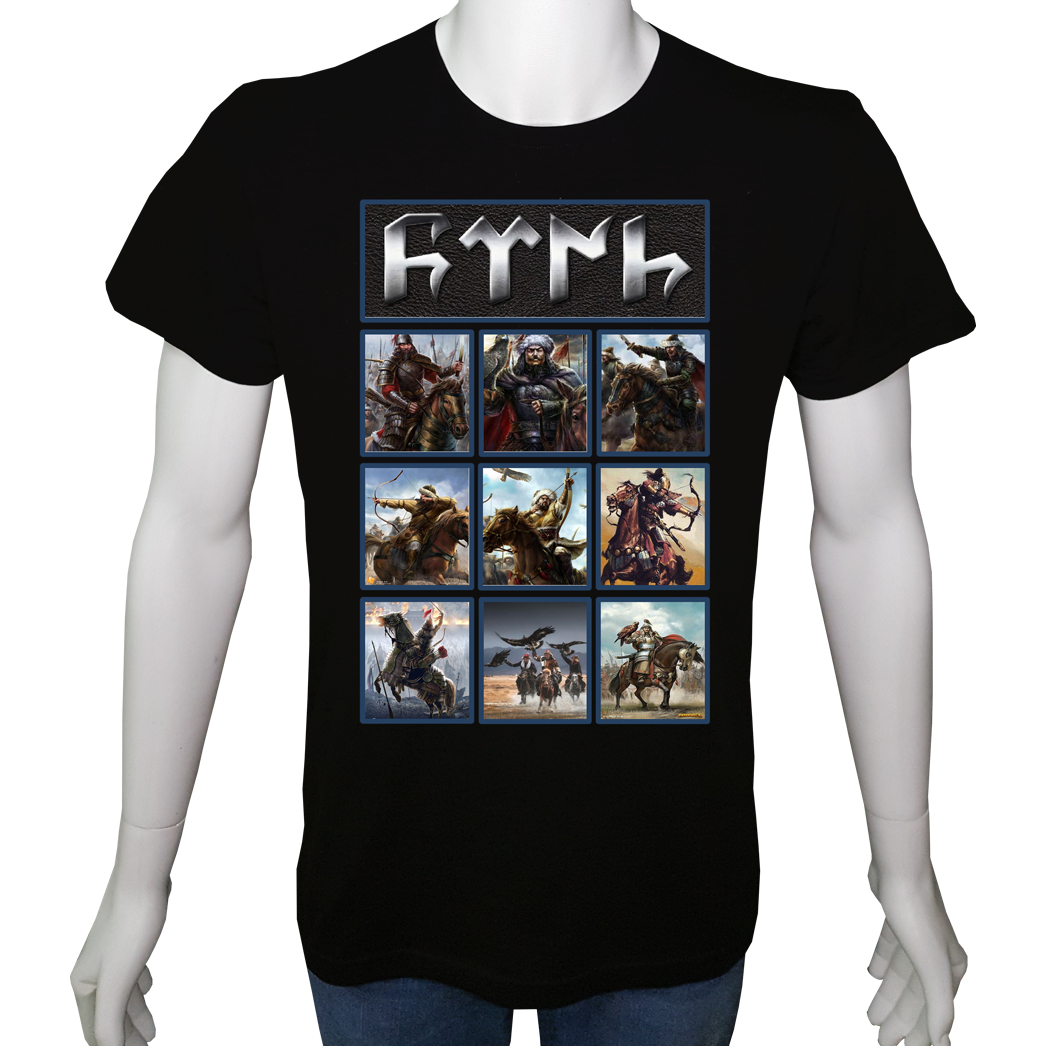 Unisex T-shirt Siyah 'Türk Dünyası / Türk1' Baskılı