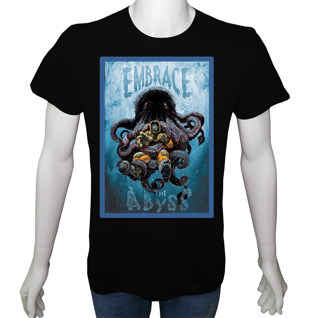 Unisex T-shirt Siyah 'Kamp&Macera / Okyanus2' Baskılı