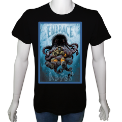 Unisex T-shirt Siyah 'Kamp&Macera / Okyanus2' Baskılı
