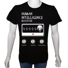 Regular Unisex T-shirt Siyah 'Beyin Fırtınası / İnsan zekası güçlendirici' Baskılı