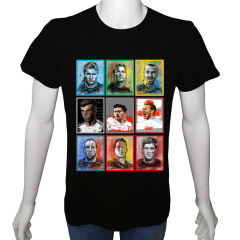 Unisex T-shirt Siyah 'Spor/Futbolcular1' Baskılı
