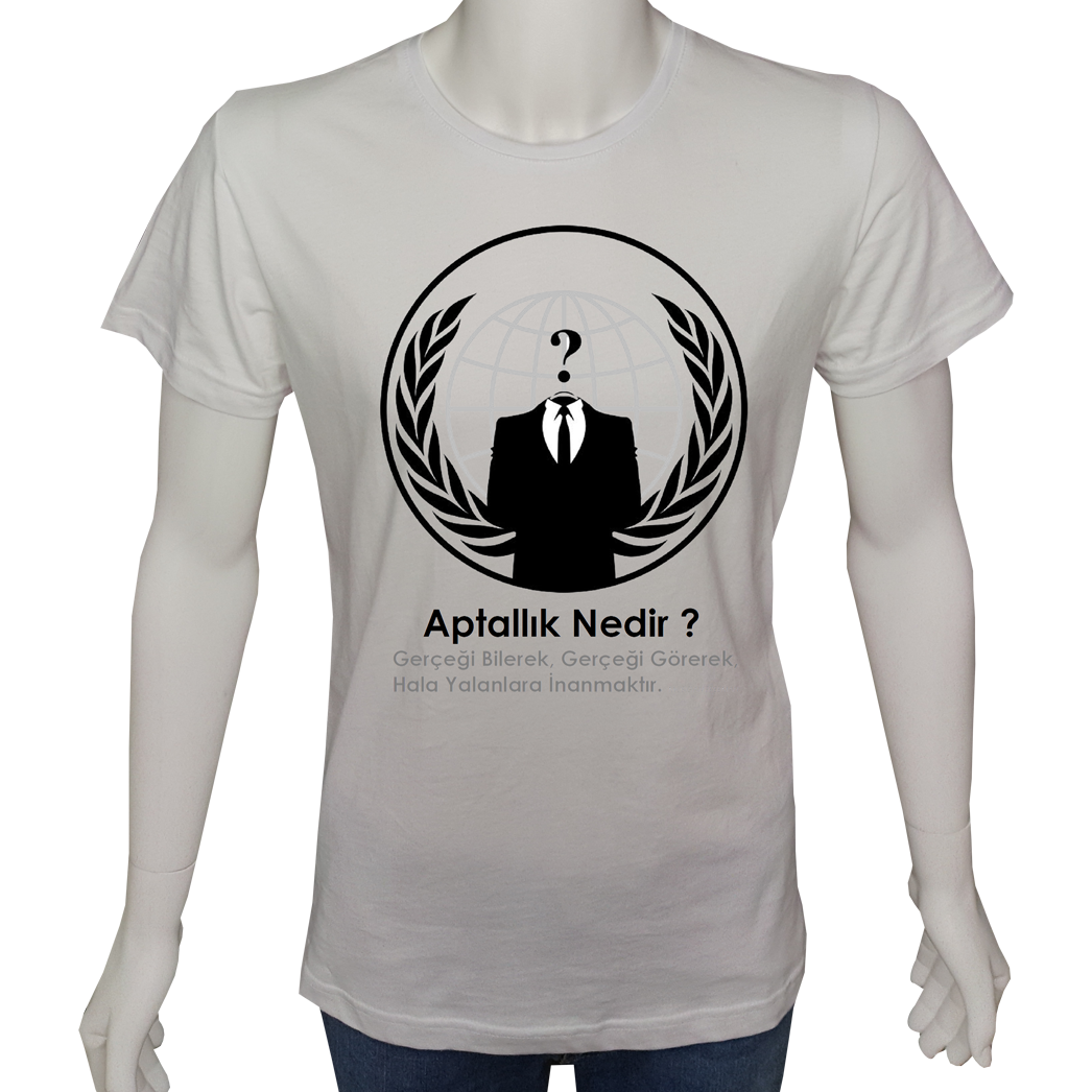 Unisex T-shirt Beyaz 'Aforizma / Aptallık nedir' Baskılı