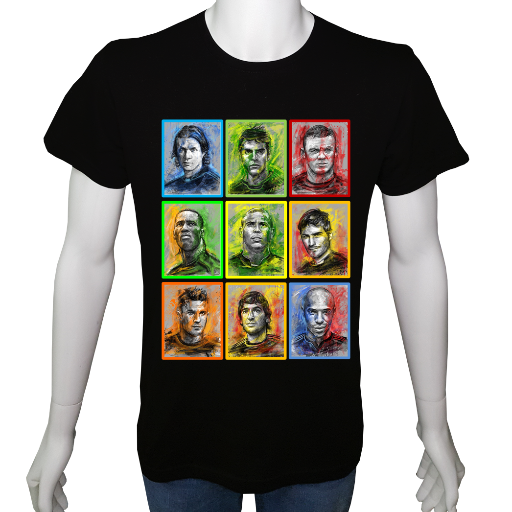 Unisex T-shirt Siyah 'Spor/Futbolcular2' Baskılı