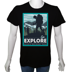 Unisex T-shirt Siyah 'Kamp&Macera / Kamp14' Baskılı