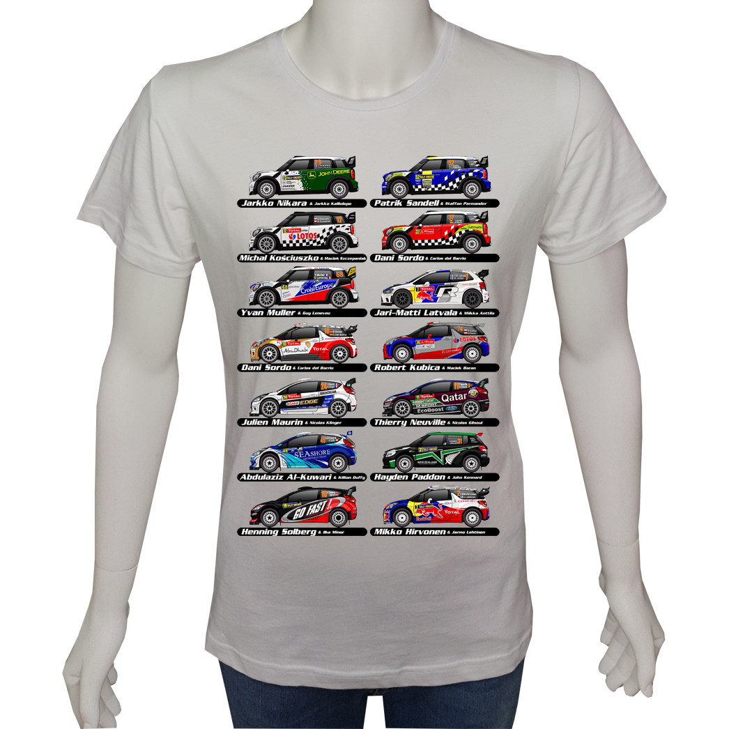 Unisex T-shirt Beyaz 'Oto / Ralli3' Baskılı
