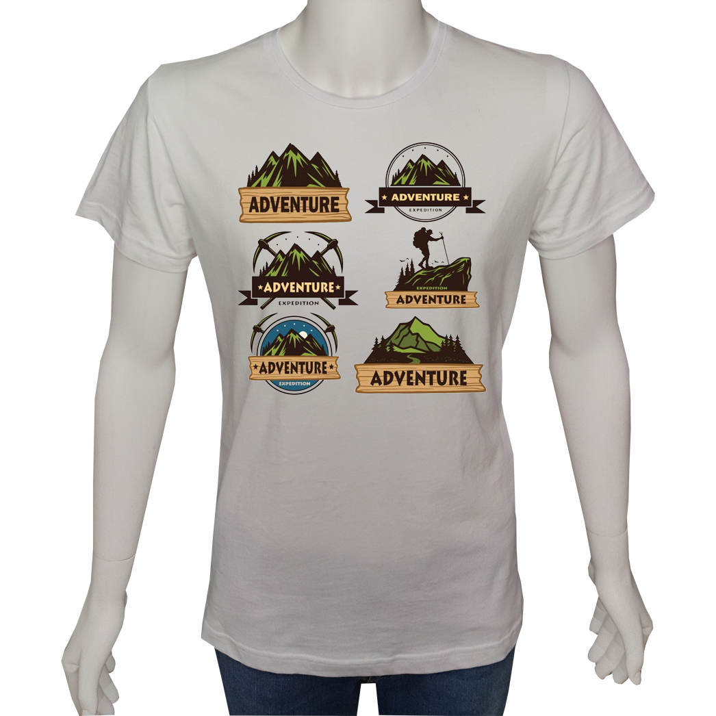 Unisex T-shirt Beyaz 'Kamp&Macera / Kamp15' Baskılı
