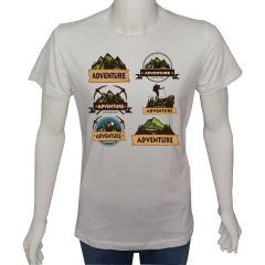 Unisex T-shirt Beyaz 'Kamp&Macera / Kamp15' Baskılı