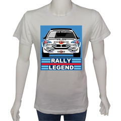 Unisex T-shirt Beyaz 'Oto / Ralli4' Baskılı