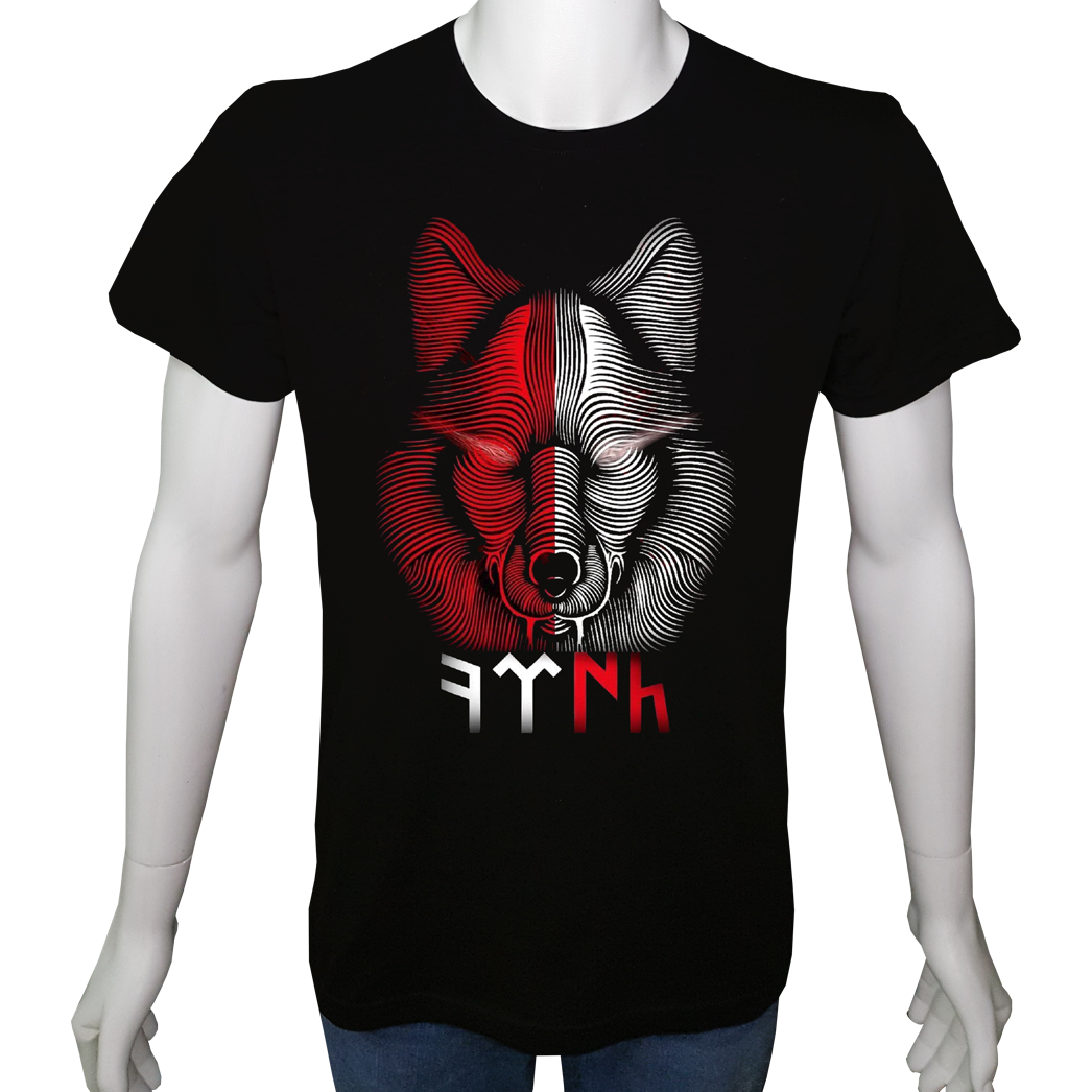 Unisex T-shirt Siyah 'Türk Dünyası / Bozkurt1' Baskılı