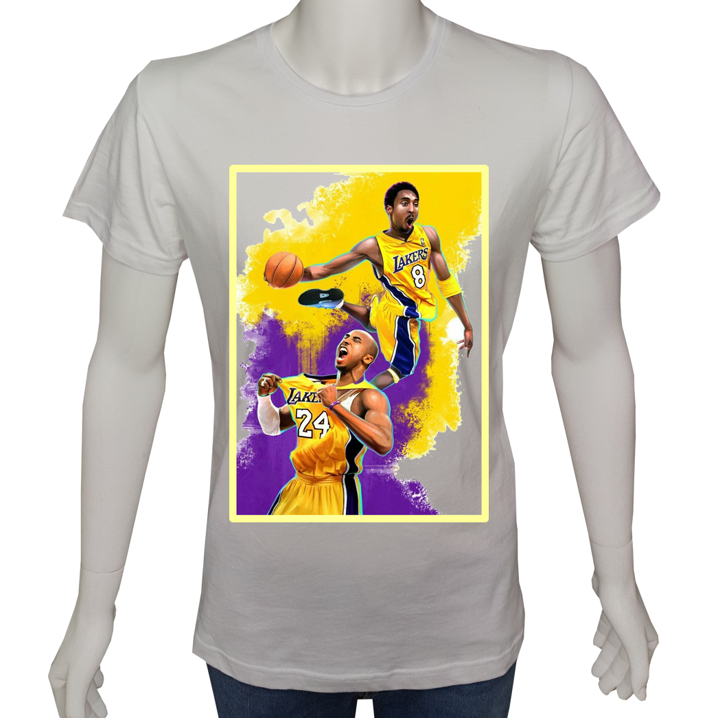 Unisex T-shirt Beyaz 'Spor/KobeBryant1' Baskılı