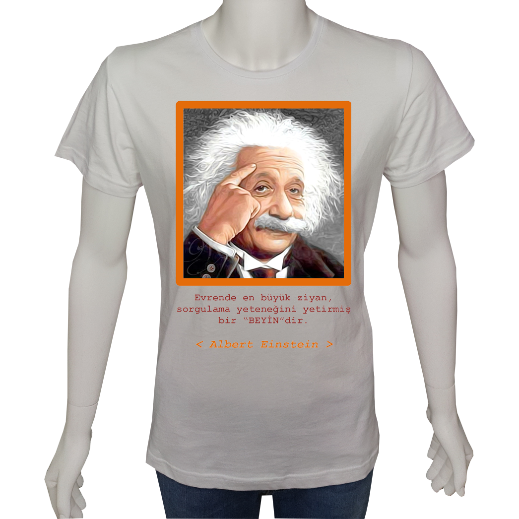 Regular Unisex T-shirt Beyaz 'Beyin Fırtınası / Beynini kullan5' Baskılı