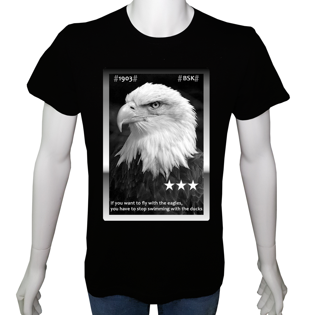 Unisex T-shirt Siyah 'Fanatik Taraftar/BJK4' Baskılı