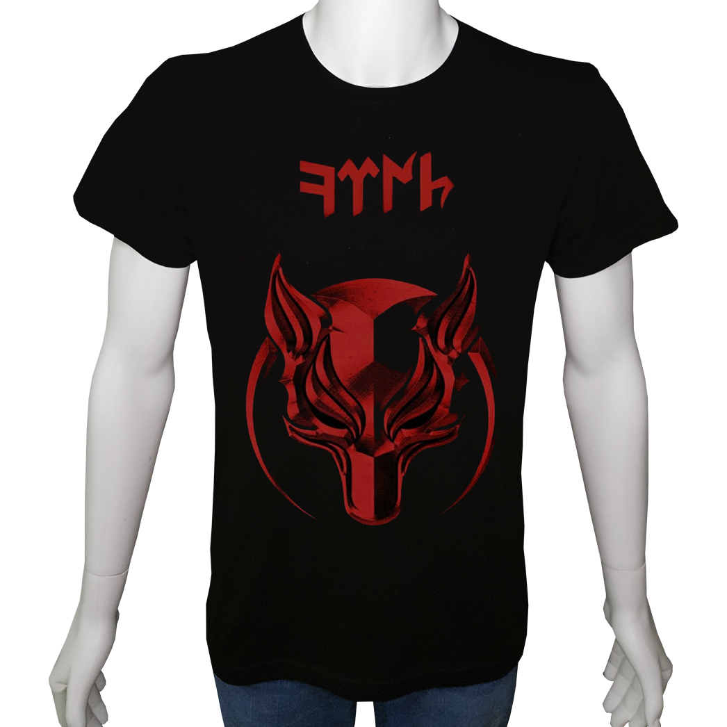 Unisex T-shirt Siyah 'Türk Dünyası / Bozkurt2' Baskılı