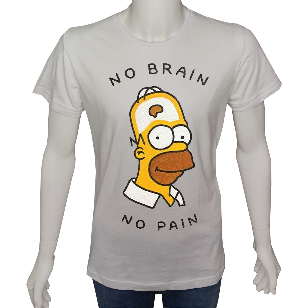 Regular Unisex T-shirt Beyaz 'Beyin Fırtınası / Beyin yok acı yok' Baskılı