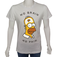 Regular Unisex T-shirt Beyaz 'Beyin Fırtınası / Beyin yok acı yok' Baskılı