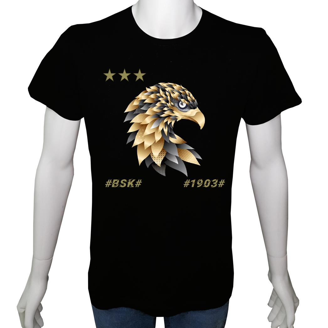 Unisex T-shirt Siyah 'Fanatik Taraftar/BJK6' Baskılı