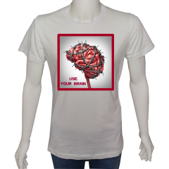 Regular Unisex T-shirt Beyaz 'Beyin Fırtınası / Beynini kullan6' Baskılı