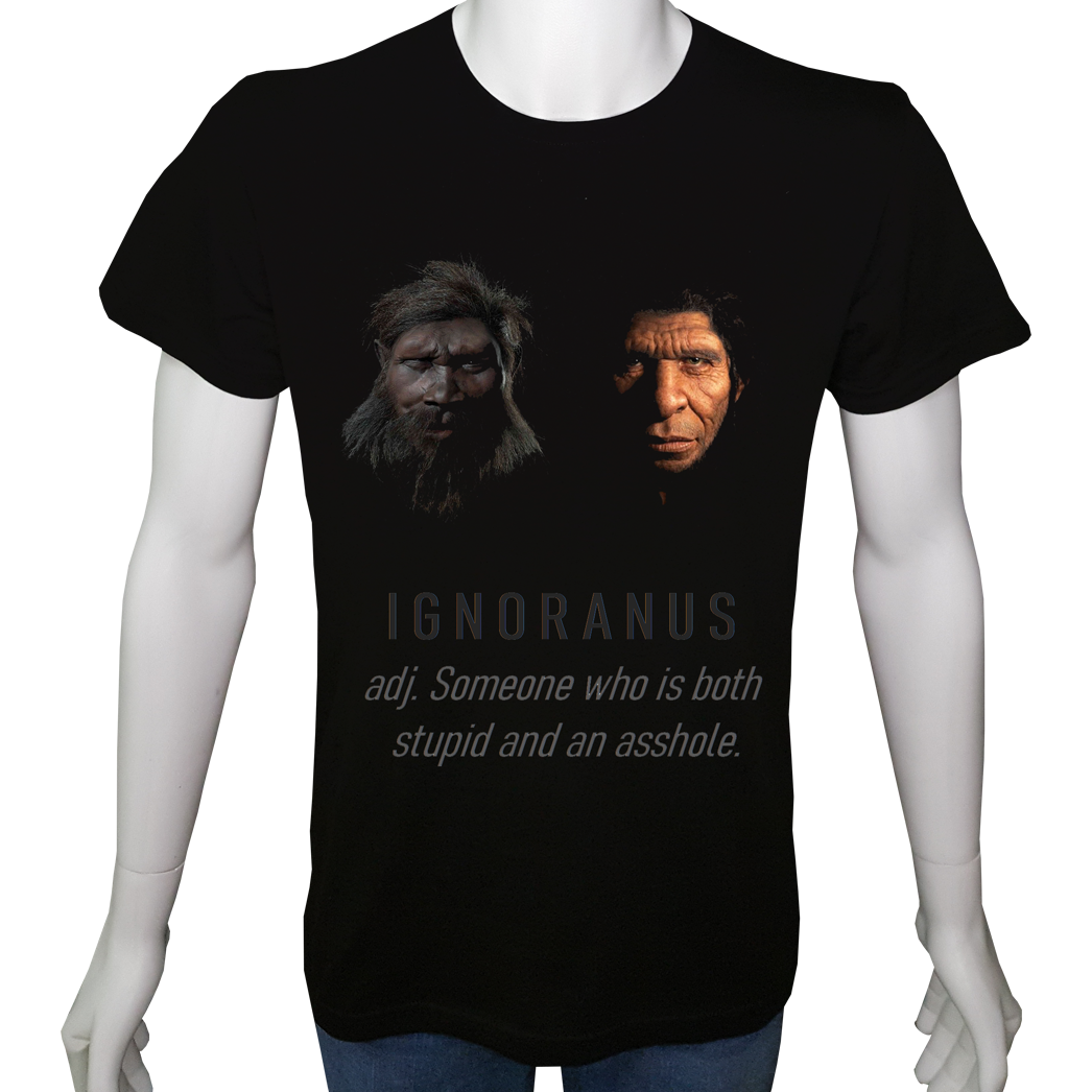 Unisex T-shirt Siyah 'Aforizma / Ignarus' Baskılı