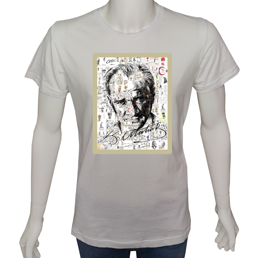 Unisex T-shirt Beyaz 'Atatürk/Atatürk1' Baskılı
