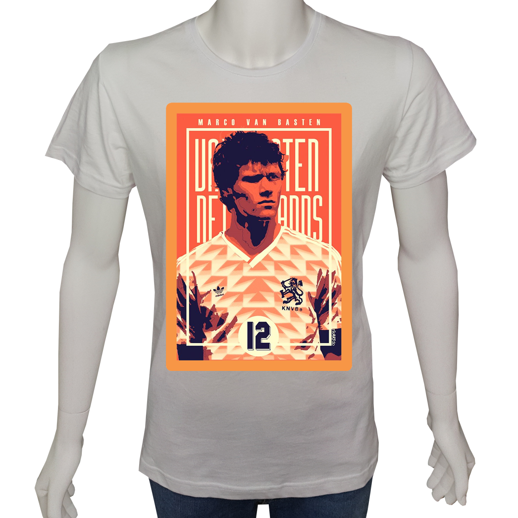 Unisex T-shirt Beyaz 'Spor/VanBasten1' Baskılı