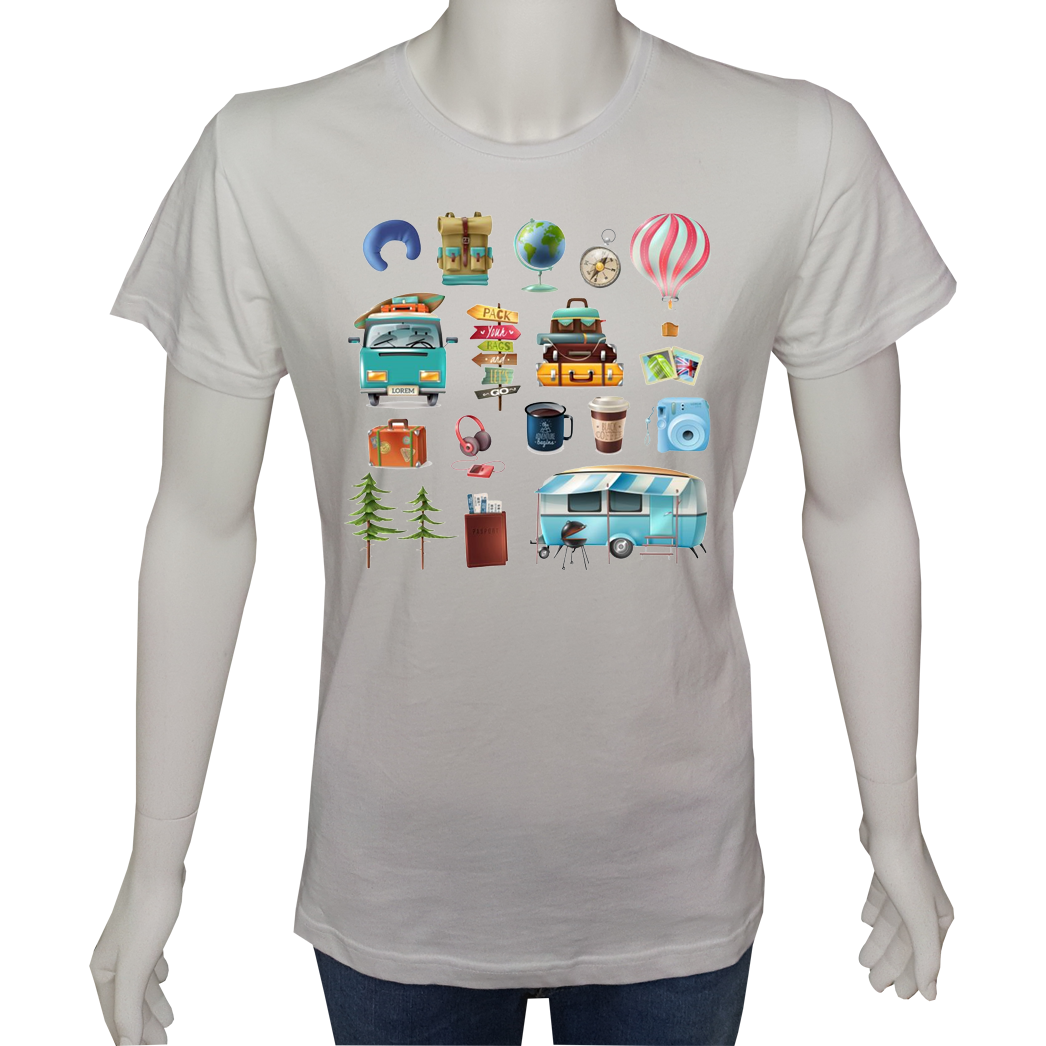 Unisex T-shirt Beyaz 'Kamp&Macera / Kamp22' Baskılı