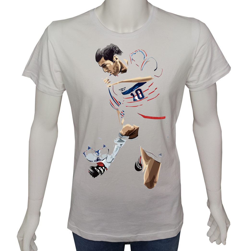Unisex T-shirt Beyaz 'Spor/Zidane1' Baskılı