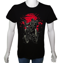 Unisex T-shirt Siyah 'Moto / Moto4' Baskılı