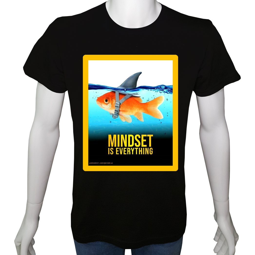 Unisex T-shirt Siyah 'Aforizma / Zihniyet herşeydir' Baskılı