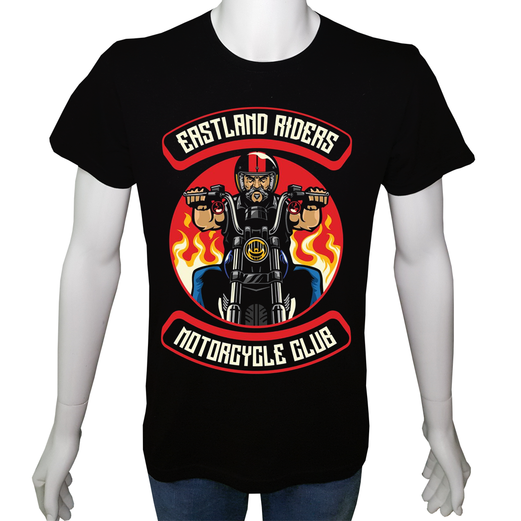 Unisex T-shirt Siyah 'Moto / Moto5' Baskılı