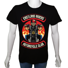 Unisex T-shirt Siyah 'Moto / Moto5' Baskılı