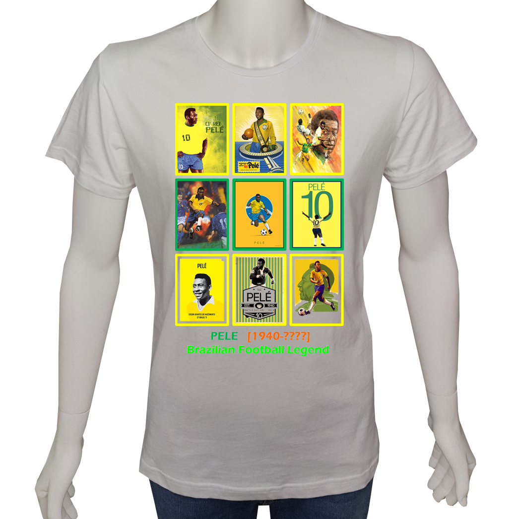 Unisex T-shirt Beyaz 'Spor/Pele1' Baskılı
