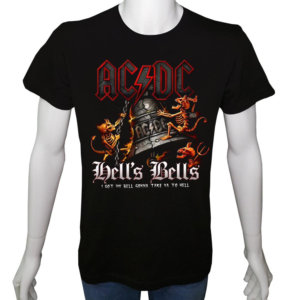 Unisex T-shirt Siyah 'Müzik/AC&DC4' Baskılı