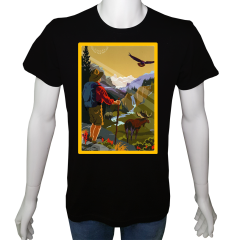 Unisex T-shirt Siyah 'Kamp&Macera / Kamp26' Baskılı