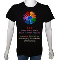 Regular Unisex T-shirt Siyah 'Beyin Fırtınası / Muhakeme' Baskılı