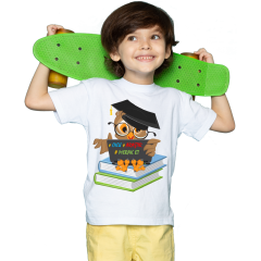 Çocuk T-shirt Beyaz 'Bilge Baykuş' Baskılı