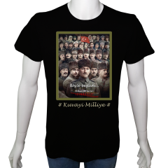 Unisex T-shirt Siyah 'Atatürk/Kuvayi Milliye' Baskılı