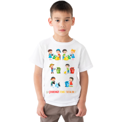 Çocuk T-shirt Beyaz 'Çevremizi temiz tutalım1' Baskılı