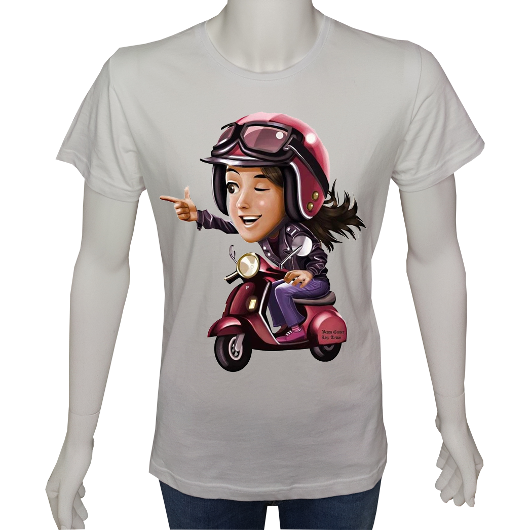 Unisex T-shirt Beyaz 'Moto / Scooter1' Baskılı