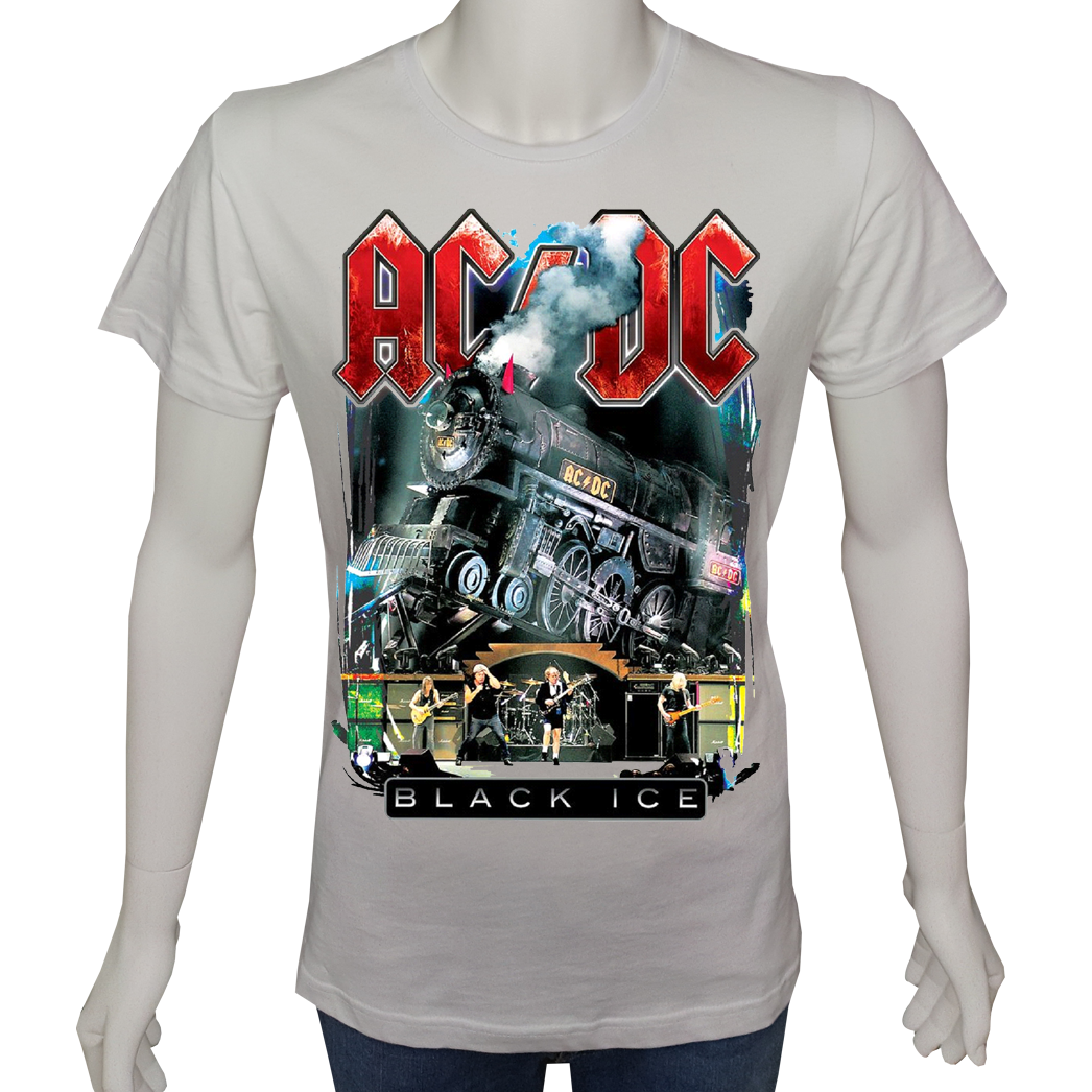 Unisex T-shirt Beyaz 'Müzik/AC&DC1' Baskılı